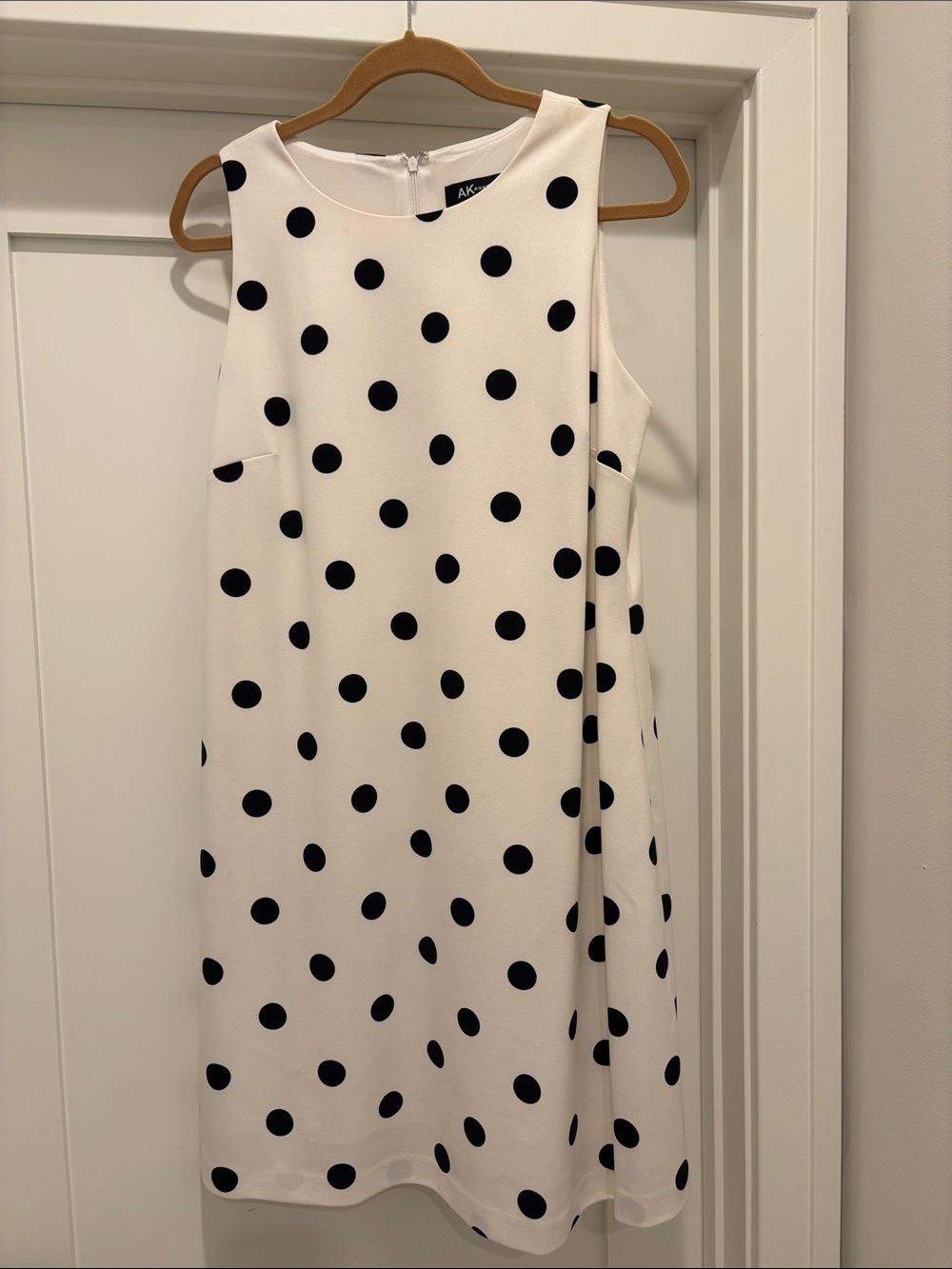Anne Klein White Midi Dress with Black Polka Dots
